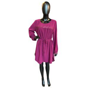 Burgundy Long Sleeve Mid-Length Dress